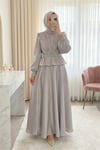 Beli Volan Detaylı Taşlı Janjan Saten Abiye -Taş-Abiye-316-4879-R43