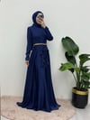 Beli Zincir Detaylı Önü Fırfırlı Saten Abiye -Laci-Saten Abiye-337-6832-R03
