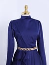 Beli Zincir Detaylı Önü Fırfırlı Saten Abiye -Laci-Saten Abiye-337-6832-R03