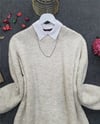 Bisiklet Yaka Baklava Desen Triko Kazak -Taş-Kazak-109-0023-R43