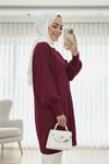 Bisiklet Yaka Baklava Desen Triko Kazak           -Bordo-Kazak-109-0023-R04