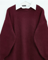 Bisiklet Yaka Baklava Desen Triko Kazak           -Bordo-Kazak-109-0023-R04