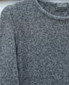 Bisiklet Yaka Beli Oturtmalı Yumoş Triko Elbise -Füme-Elbise-109-0959-R18