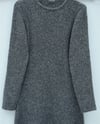 Bisiklet Yaka Beli Oturtmalı Yumoş Triko Elbise -Füme-Elbise-109-0959-R18