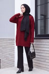 Bisiklet Yaka Desenli Triko Tunik  -Bordo