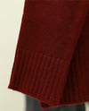 Bisiklet Yaka Eteği Fitilli Salaş Triko Kazak -Bordo-Kazak-109-0822-R04
