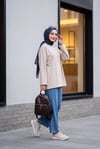 Bisiklet Yaka Uzun Kollu Oversize Penye Sweat -Taş rengi
