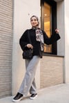 Bisiklet Yaka Uzun Kollu Oversize Penye Sweat -Siyah
