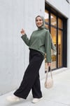 Bisiklet Yaka Uzun Kollu Oversize Penye Sweat -Haki