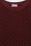 Bisiklet Yaka Yarasa Kol Ajurlu Triko Kazak -Bordo-Kazak-109-9211-R04