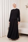 Bisiklet Yaka Yarasa Kol Oversize Lastikli Etekli Penye Takım -Siyah