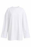Bisiklet Yaka Yırtmaçlı Oversize Penye Tunik  -Beyaz