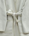 Biye Detaylı Çift Cepli Kuşaklı Kaşe Kimono -Bej-Kimono & Kaftan-253-13095-R56