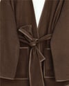 Biye Detaylı Çift Cepli Kuşaklı Kaşe Kimono -Kahve-Kimono & Kaftan-253-13095-R15