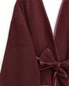 Biye Detaylı Çift Cepli Kuşaklı Kaşe Kimono -Bordo-Kimono & Kaftan-253-13095-R04