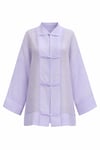 Biye Düğmeli V Yaka Organze Vual Oversize Kimono -Lila