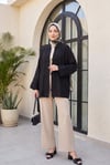Biye Düğmeli V Yaka Organze Vual Oversize Kimono -Siyah