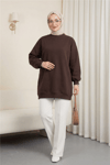 Boğazlı Üç İplik Polar    -K. Kahve-Sweatshirt-104-2915-R54