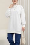 Boğazlı Üç İplik Sweat -Beyaz-Sweatshirt-104-2915-R02
