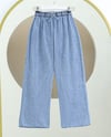 Bol Paça Beli Lastikli Bağcık Detaylı Kot Pantolon      -Buz Mavi-Kot Pantolon-136-10012-R37