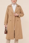Bolero Detaylı Kemerli Araboy Trençkot -Vizon-Trençkot-346-3019-R23