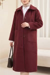 Boydan Düğmeli Cepli Kaban  -Bordo-Kaban-111-50686-R04
