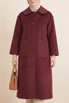 Boydan Düğmeli Cepli Kaban  -Bordo-Kaban-111-50686-R04