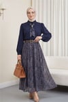 Boydan Düğmeli Kolları Büzgü Detay Eteği Etnik Desenli Takım -K.Laci-Takım-426-9022-R62