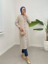 Boydan Düğmeli Kolu Lastikli Uzun Krinkıl Tunik  -Taş-Tunik-253-12857-R43