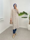 Boydan Düğmeli Kolu Lastikli Uzun Krinkıl Tunik  -Taş-Tunik-253-12857-R43