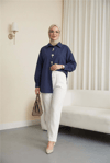 Broş Detaylı Gizli Düğmeli Poplin Gömlek -Laci-Gömlek-398-11001-R03