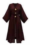Broş Detaylı Yanları Yırtmaçlı Kabartma Puantiye Desenli Jakarlı Kimono -Bordo