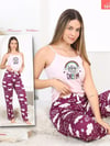 Bulut Desenli İp Askılı Pijama Takımı -Pudra-Pijama-416-58134-R06
