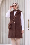 Çanta Aksesuarlı Maxmara Kumaş Araboy Yelek  -Koyu Kahverengi
