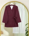 Çapraz Bağlamalı Kaşe Kimono -Bordo-Kimono & Kaftan-346-3081-R04