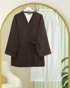 Çapraz Bağlamalı Kaşe Kimono -Kahve-Kimono & Kaftan-346-3081-R15