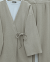 Takım-Çapraz Bağlamalı Selanik Kimono Takım -Bej-253-13107-R56