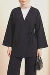 Çapraz Bağlamalı Selanik Kimono Takım -Siyah-Takım-253-13107-R01