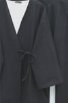 Çapraz Bağlamalı Selanik Kimono Takım -Antrasit-Takım-253-13107-R64