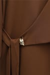 Çapraz Bağlamalı Tokalı  Yırtmaçlı Pantolonlu İkili Dabıl Takım -Kahverengi-Takım-349-8085-R15