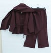 Cep Detaylı V Yaka Bağcıklı Fularlı Paraşüt Takım  -K. Bordo-Takım-223-3097-R52