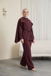 Cep Detaylı V Yaka Bağcıklı Fularlı Paraşüt Takım  -K. Bordo-Takım-223-3097-R52