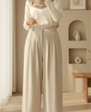 Cepli Bol Paça Pul Detaylı Kadife Pantolon   -Bej-Pantolon-346-3082-R56