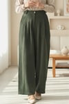 Cepli Bol Paça Pul Detaylı Kadife Pantolon  -Haki-Pantolon-346-3082-R05