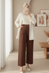 Cepli Bol Paça Pul Detaylı Kadife Pantolon  -Kiremit-Pantolon-346-3082-R30