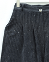 Cepli Bol Paça Pul Detaylı Kadife Pantolon  -Antrasit-Pantolon-346-3082-R64