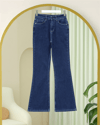 Cepli İspanyol Paça Likralı Fermuarlı Kot Pantolon -Koyu Mavi-Pantolon-136-3008-R26