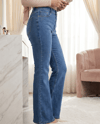 Cepli İspanyol Paça Likralı Fermuarlı Kot Pantolon -Mavi-Pantolon-136-3008-R31