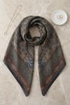 Çerçeveli Etnik Desen Coton Eşarp -Bordo