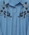 Çiçek Boncuk Desenli Düğmeli Çilek Gömlek -Açık Mavi-Tunik-199-259-R25